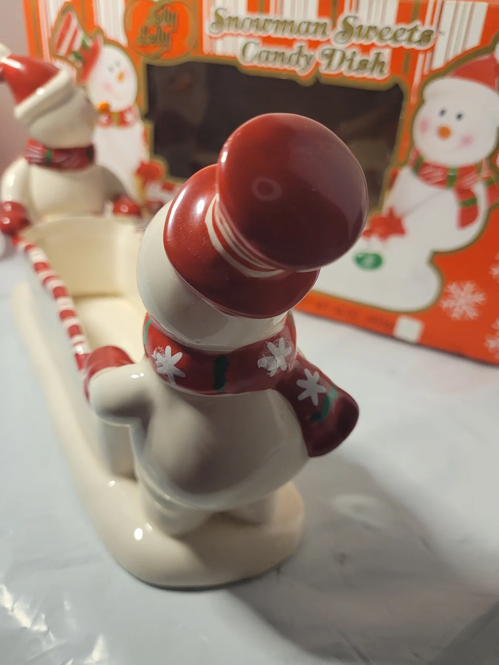 2007 Jelly Belly Snowman Sweets Christmas Candy Dish (Z)